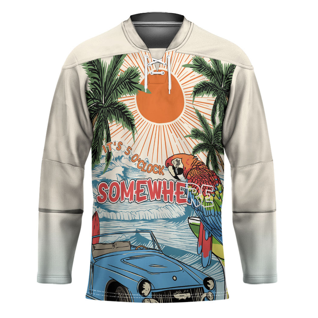 Summer Holiday It's 5 o'clock Somewhere Vintage Hawaii Hockey Jersey LT7 Unisex Colorful - Polynesian Pride