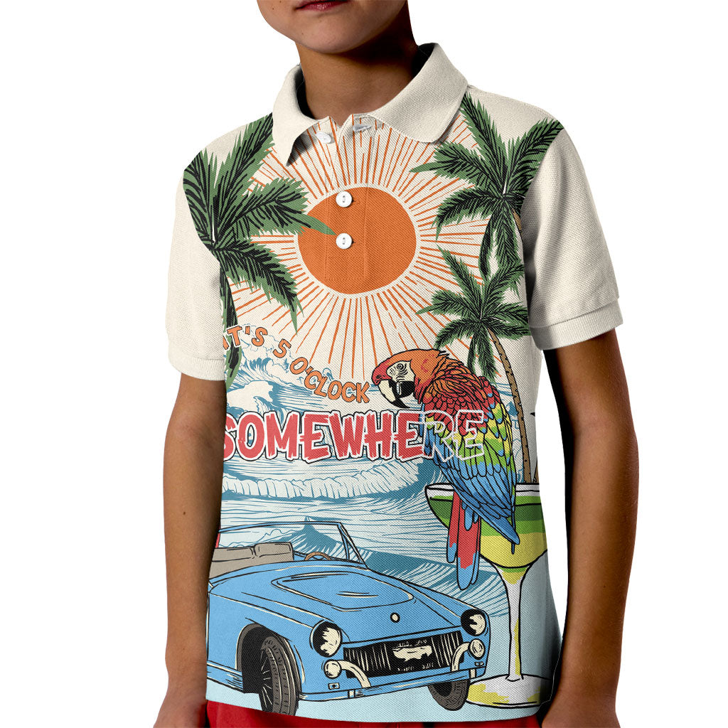 Summer Holiday It's 5 o'clock Somewhere Vintage Hawaii Kid Polo Shirt LT7 Kid Colorful - Polynesian Pride