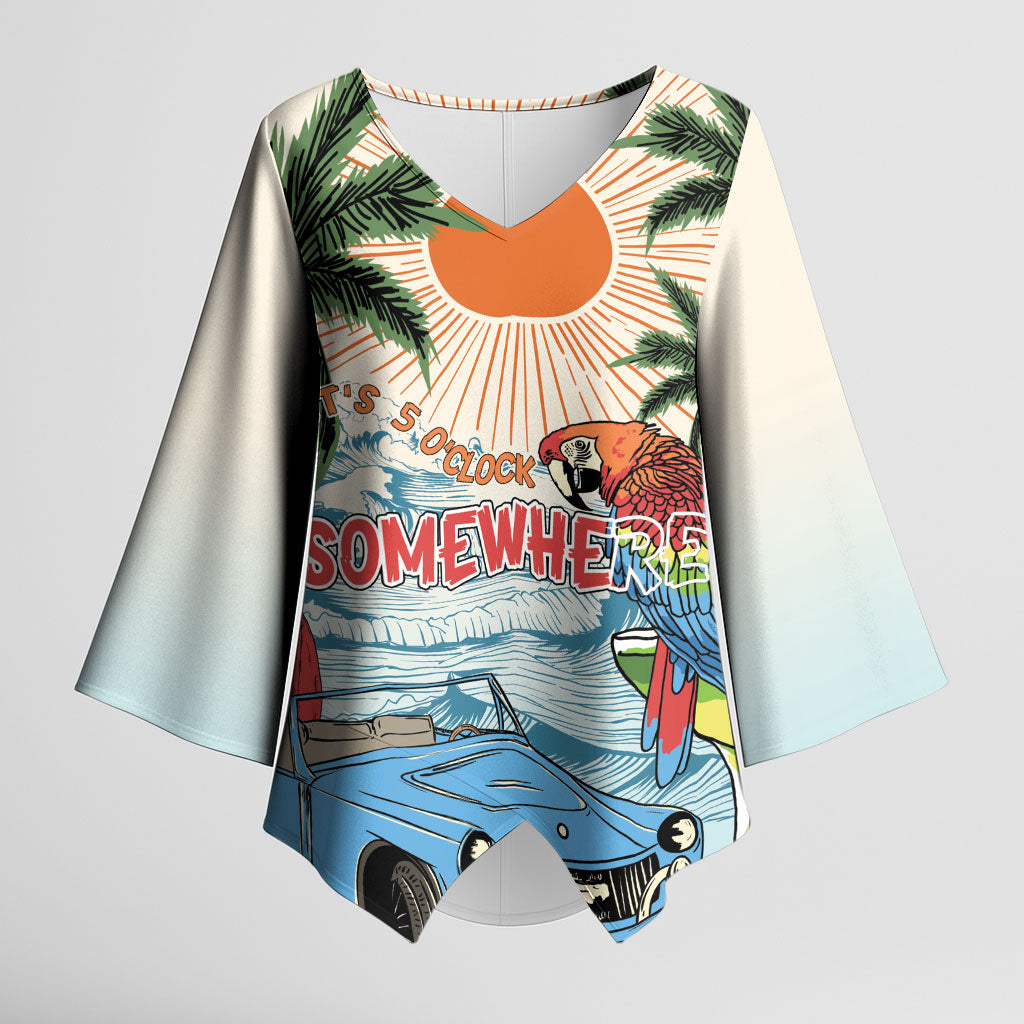 Summer Holiday It's 5 o'clock Somewhere Vintage Hawaii Kimono Sleeve Blouse LT7 Female Colorful - Polynesian Pride