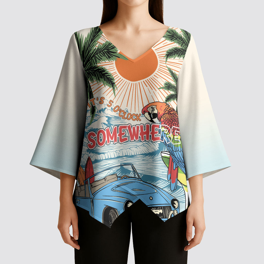 Summer Holiday It's 5 o'clock Somewhere Vintage Hawaii Kimono Sleeve Blouse