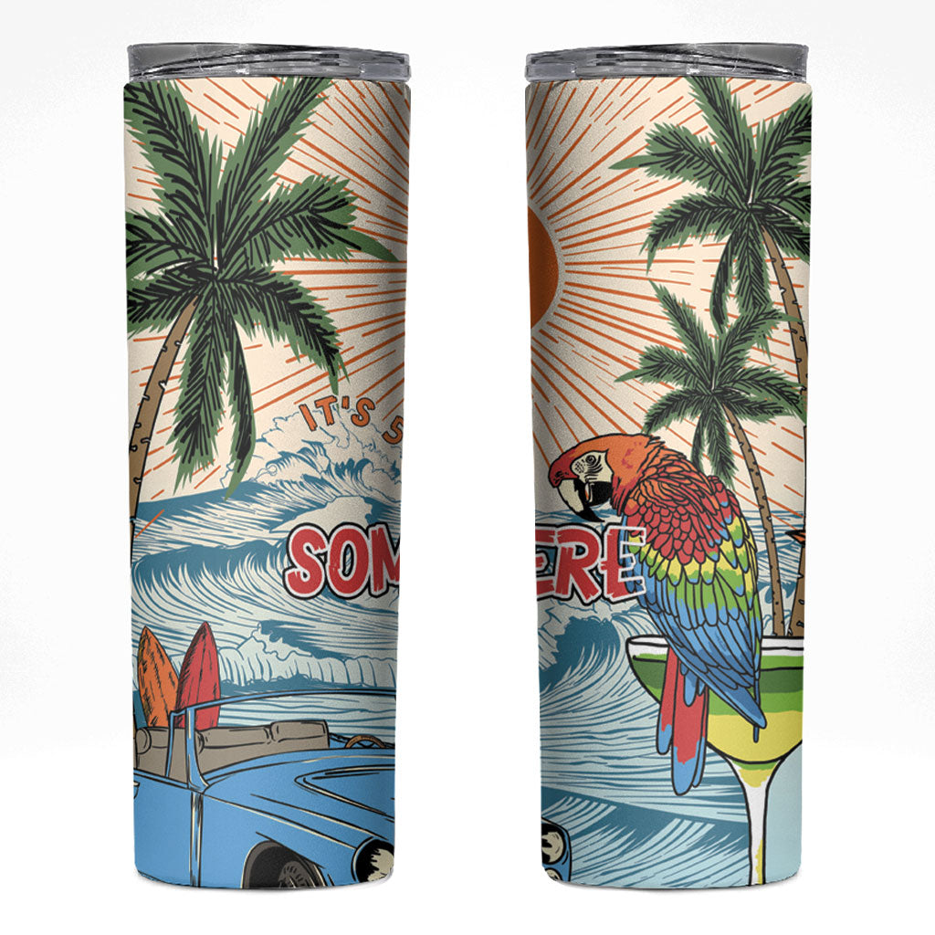 Summer Holiday It's 5 o'clock Somewhere Vintage Hawaii Skinny Tumbler LT7 Colorful - Polynesian Pride