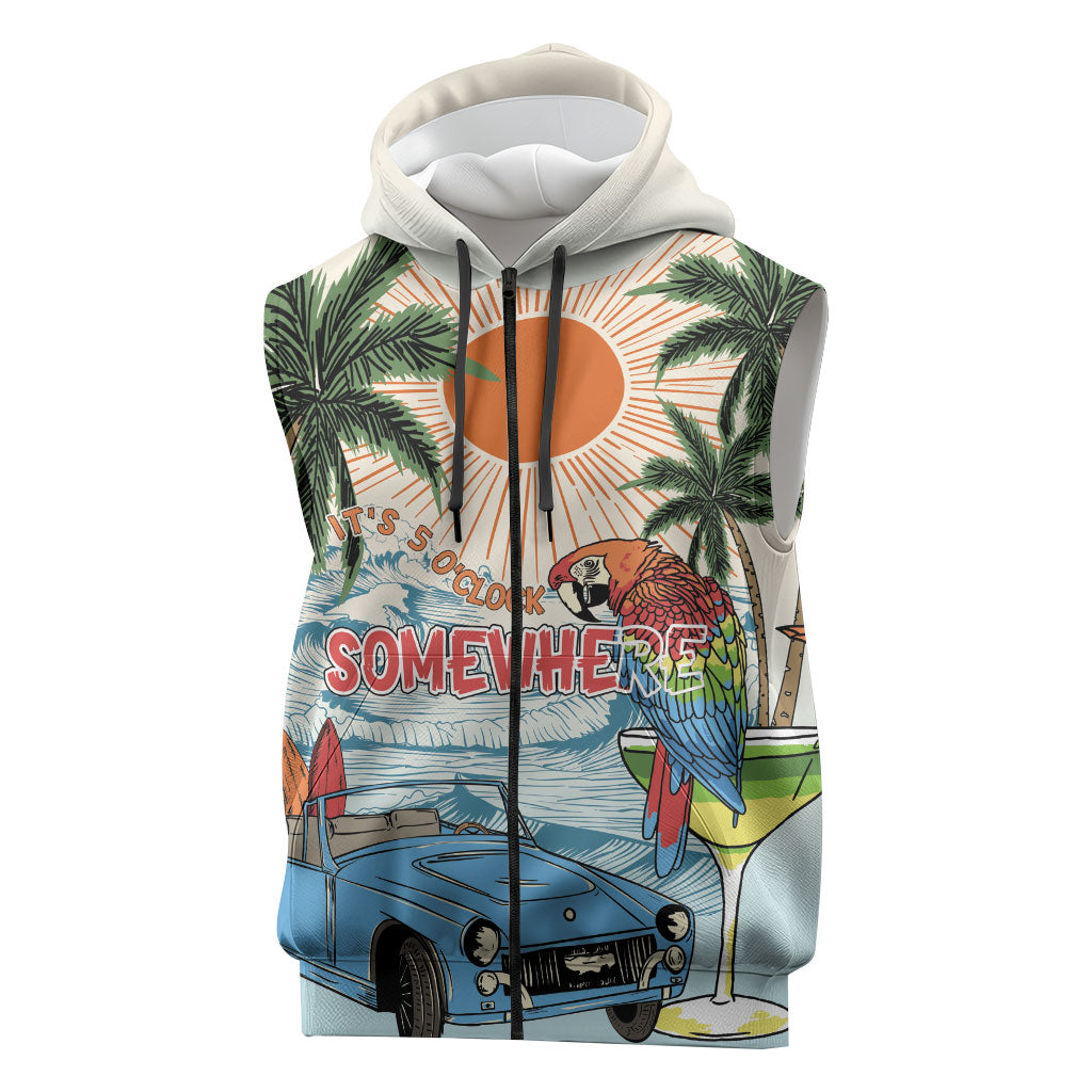 Summer Holiday It's 5 o'clock Somewhere Vintage Hawaii Sleeveless Zip Hoodie LT7 Colorful - Polynesian Pride