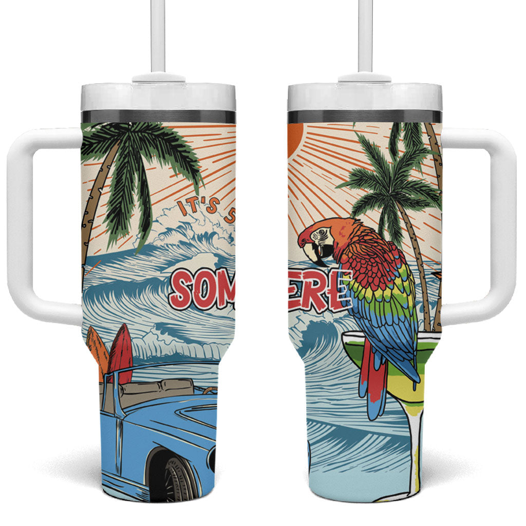 Summer Holiday It's 5 o'clock Somewhere Vintage Hawaii Tumbler With Handle LT7 One Size: 40 oz Colorful - Polynesian Pride