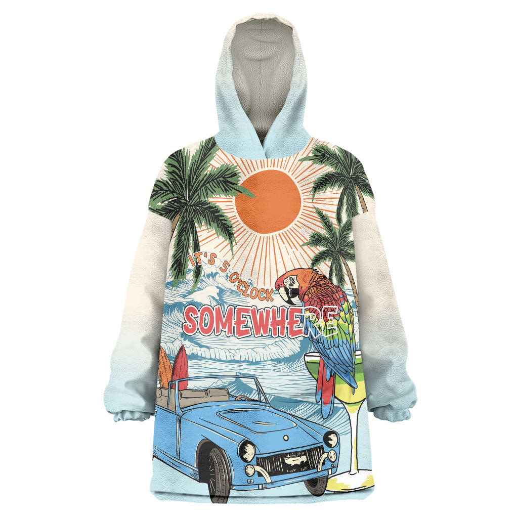 Summer Holiday It's 5 o'clock Somewhere Vintage Hawaii Wearable Blanket Hoodie LT7 One Size Colorful - Polynesian Pride