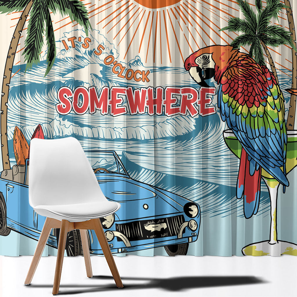 Summer Holiday It's 5 o'clock Somewhere Vintage Hawaii Window Curtain LT7 - Polynesian Pride