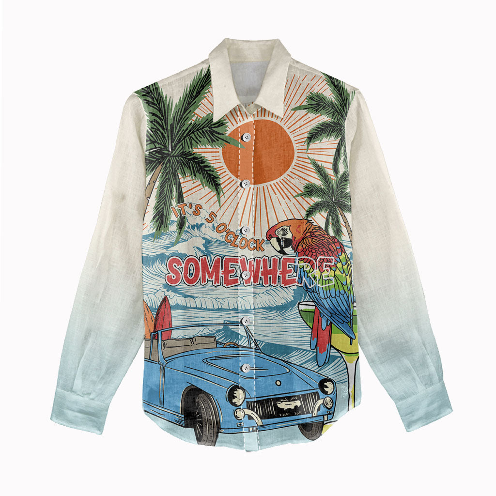 Summer Holiday It's 5 o'clock Somewhere Vintage Hawaii Women Casual Shirt LT7 - Polynesian Pride