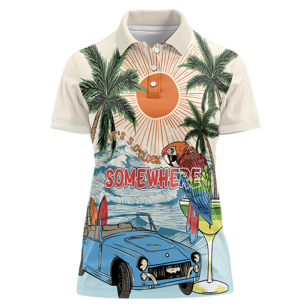 Summer Holiday It's 5 o'clock Somewhere Vintage Hawaii Women Polo Shirt LT7 Female Colorful - Polynesian Pride