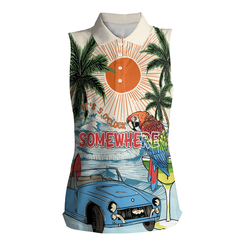 Summer Holiday It's 5 o'clock Somewhere Vintage Hawaii Women Sleeveless Polo Shirt LT7 Female Colorful - Polynesian Pride