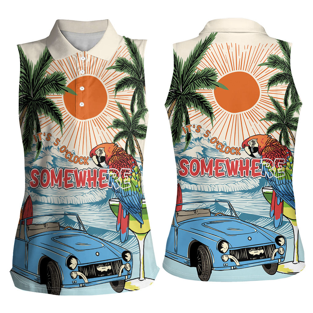 Summer Holiday It's 5 o'clock Somewhere Vintage Hawaii Women Sleeveless Polo Shirt