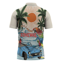 Summer Holiday It's 5 o'clock Somewhere Vintage Hawaii Zipper Polo Shirt