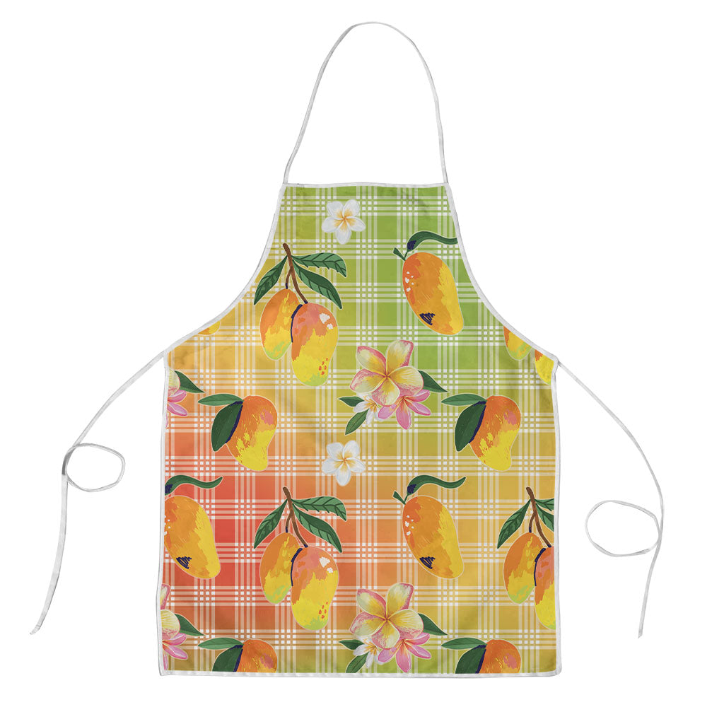 Aloha Hawaii Palaka Print Mango Plumeria Apron Tropical Vibes LT7 Multicolor - Polynesian Pride