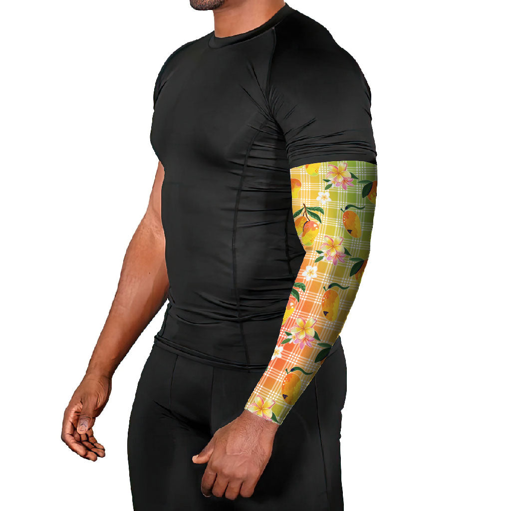 Aloha Hawaii Palaka Print Mango Plumeria Arm Sleeves Tropical Vibes LT7 - Polynesian Pride