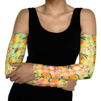 Aloha Hawaii Palaka Print Mango Plumeria Arm Sleeves Tropical Vibes LT7 - Polynesian Pride