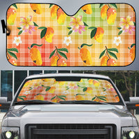Aloha Hawaii Palaka Print Mango Plumeria Auto Sun Shade Tropical Vibes LT7 Multicolor - Polynesian Pride