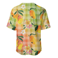 Aloha Hawaii Palaka Print Mango Plumeria Baseball Jersey Tropical Vibes LT7 - Polynesian Pride