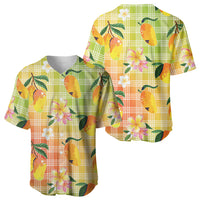 Aloha Hawaii Palaka Print Mango Plumeria Baseball Jersey Tropical Vibes LT7 - Polynesian Pride
