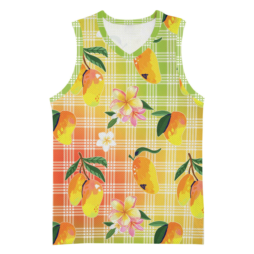 Aloha Hawaii Palaka Print Mango Plumeria Basketball Jersey Tropical Vibes LT7 Unisex Multicolor - Polynesian Pride