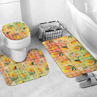 Aloha Hawaii Palaka Print Mango Plumeria Bathroom Set Tropical Vibes LT7 Mat Set Only (3 pcs) One Size Multicolor - Polynesian Pride