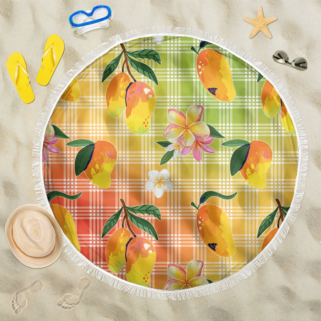 Aloha Hawaii Palaka Print Mango Plumeria Beach Blanket Tropical Vibes LT7 One Size 150cm Multicolor - Polynesian Pride