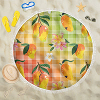 Aloha Hawaii Palaka Print Mango Plumeria Beach Blanket Tropical Vibes LT7 One Size 150cm Multicolor - Polynesian Pride