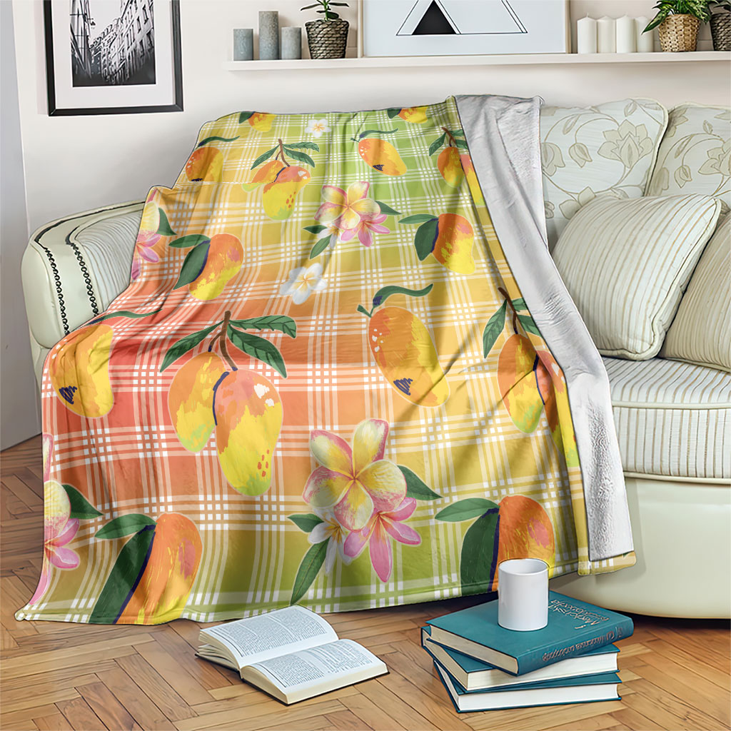 Aloha Hawaii Palaka Print Mango Plumeria Blanket Tropical Vibes LT7 Multicolor - Polynesian Pride
