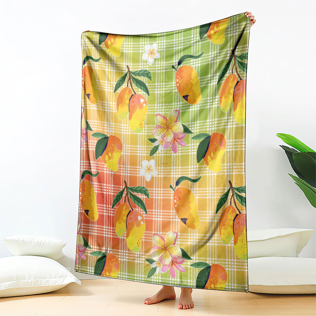 Aloha Hawaii Palaka Print Mango Plumeria Blanket Tropical Vibes LT7 - Polynesian Pride