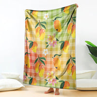 Aloha Hawaii Palaka Print Mango Plumeria Blanket Tropical Vibes LT7 - Polynesian Pride