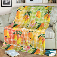 Aloha Hawaii Palaka Print Mango Plumeria Blanket Tropical Vibes LT7 - Polynesian Pride
