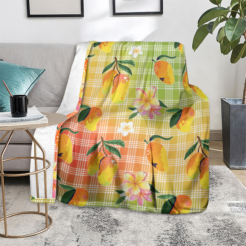 Aloha Hawaii Palaka Print Mango Plumeria Blanket Tropical Vibes LT7 - Polynesian Pride