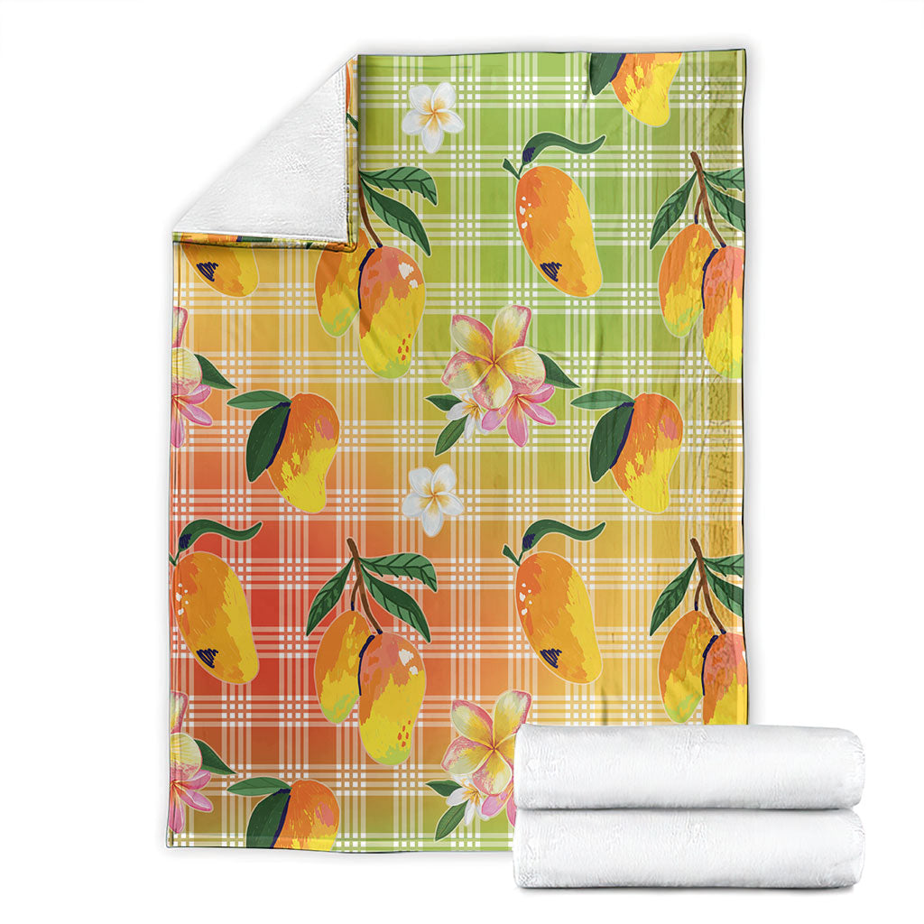 Aloha Hawaii Palaka Print Mango Plumeria Blanket Tropical Vibes LT7 - Polynesian Pride