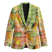 Aloha Hawaii Palaka Print Mango Plumeria Blazer Tropical Vibes LT7 Unisex Multicolor - Polynesian Pride