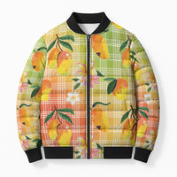 Aloha Hawaii Palaka Print Mango Plumeria Bomber Puffer Jacket Tropical Vibes LT7 Unisex Multicolor - Polynesian Pride