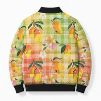 Aloha Hawaii Palaka Print Mango Plumeria Bomber Puffer Jacket Tropical Vibes LT7 - Polynesian Pride
