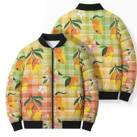 Aloha Hawaii Palaka Print Mango Plumeria Bomber Puffer Jacket Tropical Vibes LT7 - Polynesian Pride