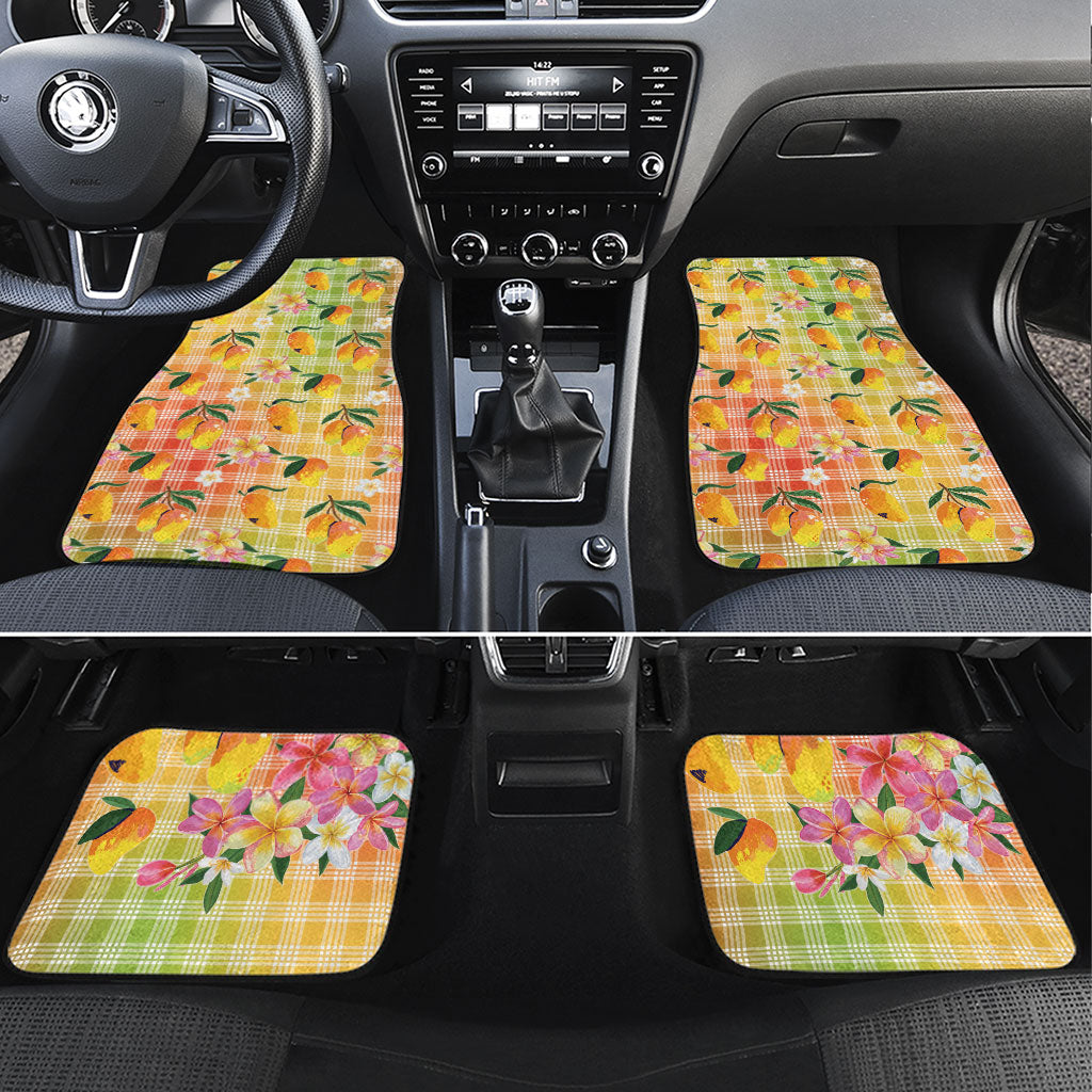 Aloha Hawaii Palaka Print Mango Plumeria Car Mats Tropical Vibes LT7 Set 4pcs Multicolor - Polynesian Pride