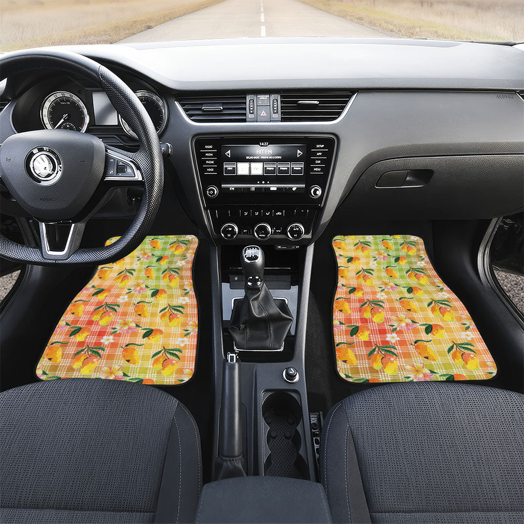 Aloha Hawaii Palaka Print Mango Plumeria Car Mats Tropical Vibes LT7 Set 2pcs - Front Multicolor - Polynesian Pride