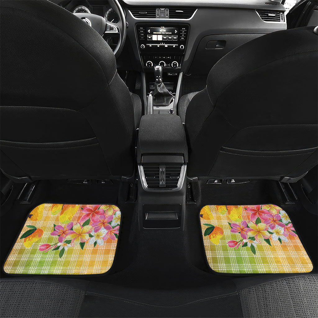 Aloha Hawaii Palaka Print Mango Plumeria Car Mats Tropical Vibes LT7 Set 2pcs - Back Multicolor - Polynesian Pride