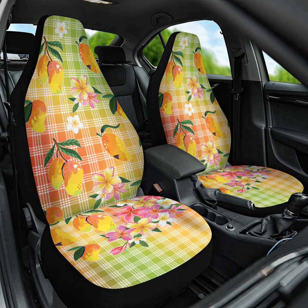 Aloha Hawaii Palaka Print Mango Plumeria Car Seat Cover Tropical Vibes LT7 One Size Multicolor - Polynesian Pride