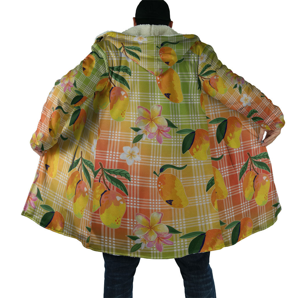 Aloha Hawaii Palaka Print Mango Plumeria Cloak Tropical Vibes LT7 - Polynesian Pride