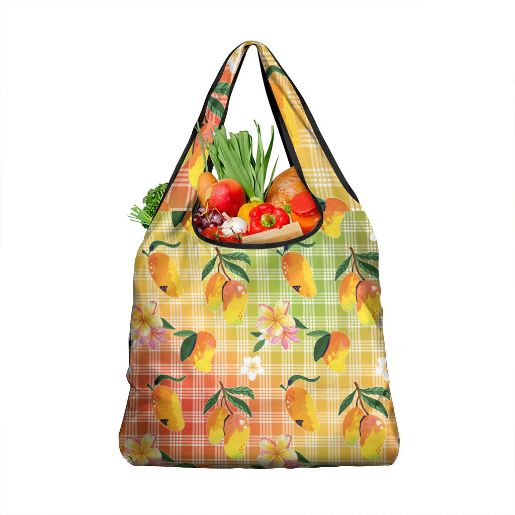 Aloha Hawaii Palaka Print Mango Plumeria Grocery Bag Tropical Vibes LT7 1-pack One Size Multicolor - Polynesian Pride