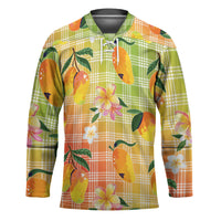 Aloha Hawaii Palaka Print Mango Plumeria Hockey Jersey Tropical Vibes LT7 Unisex Multicolor - Polynesian Pride