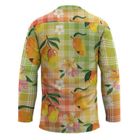 Aloha Hawaii Palaka Print Mango Plumeria Hockey Jersey Tropical Vibes LT7 - Polynesian Pride