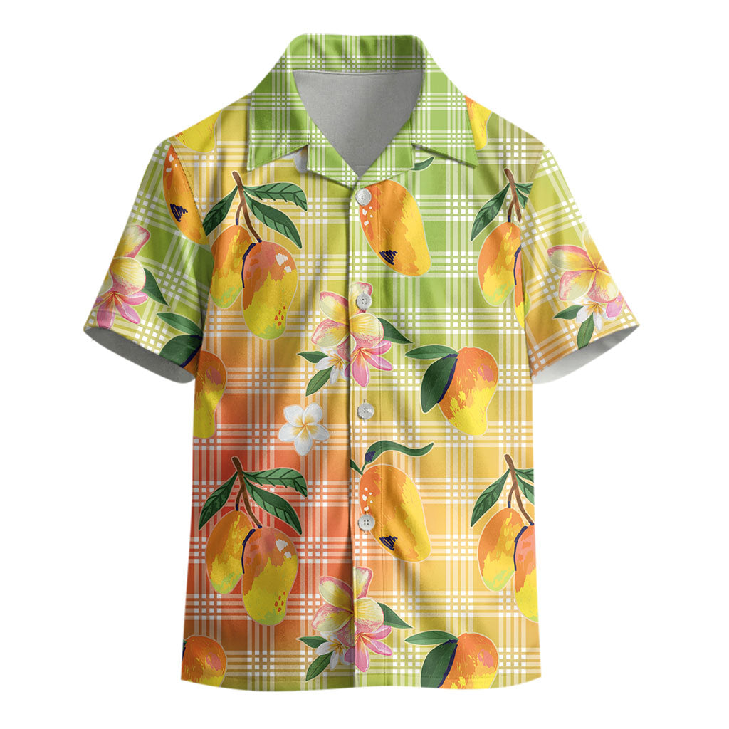 Aloha Hawaii Palaka Print Mango Plumeria Kid Hawaiian Shirt Tropical Vibes LT7 - Polynesian Pride