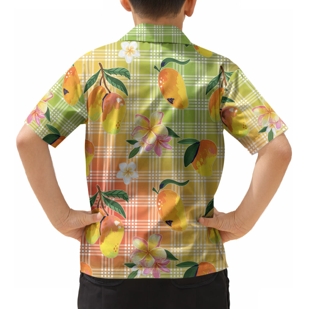 Aloha Hawaii Palaka Print Mango Plumeria Kid Hawaiian Shirt Tropical Vibes LT7 - Polynesian Pride