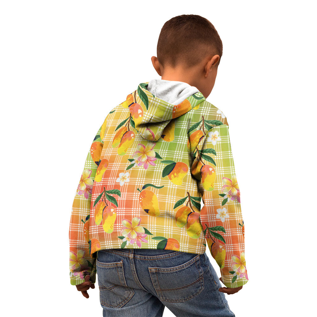 Aloha Hawaii Palaka Print Mango Plumeria Kid Hoodie Tropical Vibes LT7 - Polynesian Pride