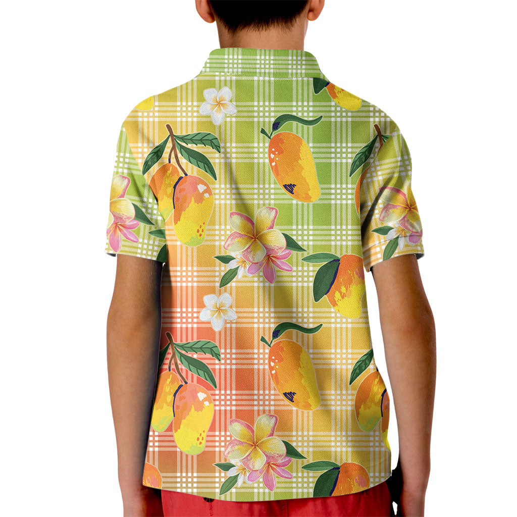 Aloha Hawaii Palaka Print Mango Plumeria Kid Polo Shirt Tropical Vibes LT7 - Polynesian Pride