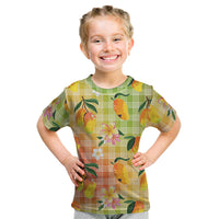 Aloha Hawaii Palaka Print Mango Plumeria Kid T Shirt Tropical Vibes LT7 Multicolor - Polynesian Pride