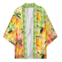 Aloha Hawaii Palaka Print Mango Plumeria Kimono Tropical Vibes LT7 Unisex Multicolor - Polynesian Pride