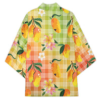 Aloha Hawaii Palaka Print Mango Plumeria Kimono Tropical Vibes LT7 - Polynesian Pride