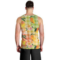 Aloha Hawaii Palaka Print Mango Plumeria Men Tank Top Tropical Vibes LT7 - Polynesian Pride